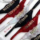 *Calcinhas com Frases Personalizadas em Renda