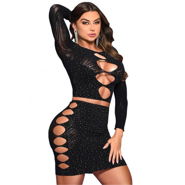 *Conjunto de Top e Saia com Strass